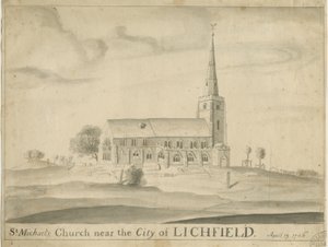 Lichfield - Igreja de São Miguel: desenho em sépia de School English