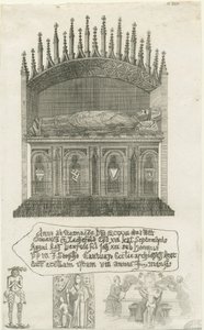 Catedral de Lichfield - Túmulo do Bispo [?Bishop Cornhill]: gravura, nd [?late 18th cent] (imprimir) de School English