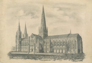 Catedral de Lichfield - Vista Sudeste: gravura, nd [?19 cent] (imprimir) de School English