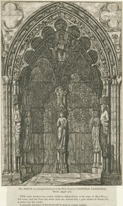 Catedral de Lichfield - Porta Oeste: gravura, Ago 1782 (estampado) de School English