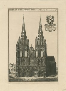 Catedral de Lichfield - Frente Oeste: gravura, nd [?late 17th cent] (imprimir) de School English
