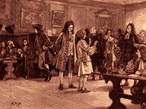 Café de Londres no reinado da Rainha Ana (gravura) de School English