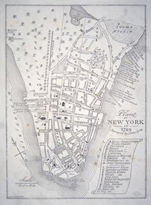 Plano de Nova Iorque em 1729 (litho) de School English