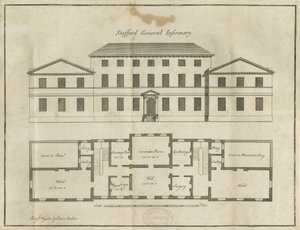Stafford - County General Infirmary: desenho a caneta, nd [final do século XVIII] (desenho) de School English