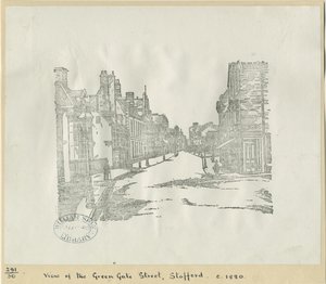 Stafford - Rua Greengate: xilogravura, nd [c 1880] (imprimir) de School English