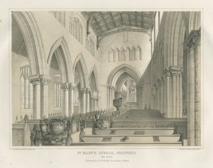 Stafford - Interior da Igreja de Santa Maria: litografia colorida, nd [c 1845] (imprimir) de School English