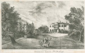 Tixall Hall e Gatehouse: litografia, nd [c 1833] (imprimir) de School English
