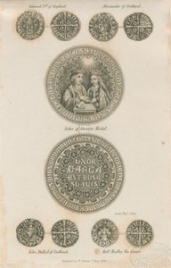 Tutbury - Placa de Moedas Medievais: gravura, nd [c 1832] (imprimir) de School English