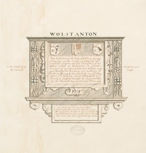 Wolstanton Church - Wall Monument to William Yonge de Caynton: pen and wash drawing, sd [ 19º séc.] (Desenho) de School English