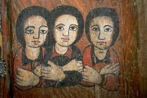 Detalhe da pintura de parede (fresco)