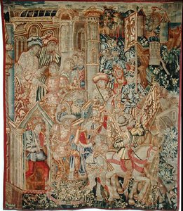 Imperador Tito Vespasiano (9-79 d.C.) Ordenando a seu Filho, Tito (38-91 d.C.), que Retorne a Jerusalém (tapeçaria)
