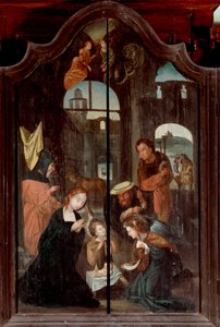 Tríptico da Natividade, Painel Central (óleo sobre madeira) de School Flemish