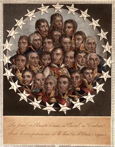 Um Heros by Victory - Os dias de honestidade no Conselho, no Combate - são a verdadeira herança e o bem do Estado. (Gressets) - 1. marengo. dessaix. 2. montebello. lannes. 3. austerlitz. rapp. 4. eckmuel. davoust. 5. florus. jourdan. 6. wagram. berthier. de School French