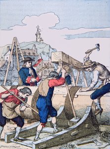 Um Estaleiro no tempo de Luís XIV (litho) de School French