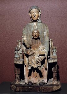 Arte França: Virgem em majeste carvalho esculpido (Auvergne), Idade Média. Riom, Musee Francisque Mandet de School French