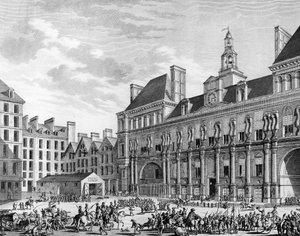 Ataque da casa comum (câmara municipal) a 29 de Julho de 1794, em Paris, pelas tropas da Convenção. Paris, Biblioteca do Instituto de História da Revolução de School French
