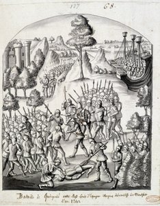 Batalha de Quimperlé entre Messire Louis de Espanha e o povo da Condessa de Montfort de School French