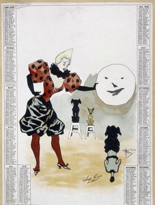 Circo: os cães eruditos - calendário, Arts Deco. de School French