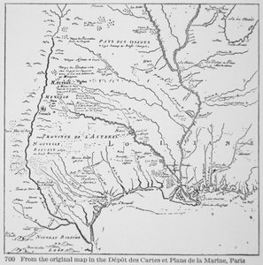 América Colonial: Mapa da Louisiana, Nova França (litho) de School French