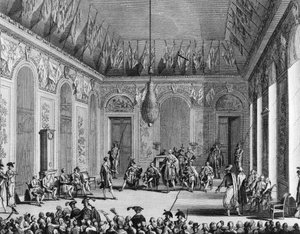 Revolução Francesa: Audiência do Conselho Executivo, Regime Político Encarregado do Poder Executivo, 30 Brumaire An IV (21 de Novembro de 1795). Paris, Biblioteca do Instituto de História da Revolução de School French