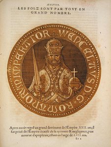 Santo Imperador Romano Wenceslau da Boémia (cor litho) de School French