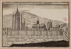 O Templo em Paris, antigo edifício dos Templários (gravura) de School French