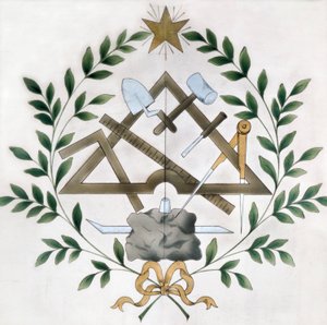 Representação dos diferentes emblemas maçónicos (aguarela) de School French