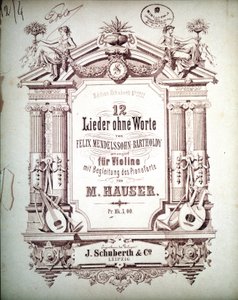 12 Lieder sem palavras acompanhado ao piano, por Felix Mendelssohn (litho) de School German