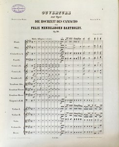 Nota de "O Casamento de Camacho" de Felix Mendelssohn (litho)