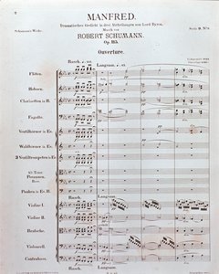 Música de abertura de "Manfred" (opus 115) do compositor alemão Robert Schumann (impresso) de School German