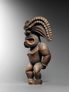 Figura havaiana, estilo kona, representando o deus da guerra, ku ka &39;ili moku, c.1780-1820 (madeira) de School Hawaiian