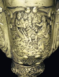 Taça nautilus montada, Nagyszeben, meados do século 17 (concha e prata dourada) (detalhe de 3434804) de School Hungarian