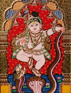 Gravar a pintura do Senhor Bal Krishna Tanjore de School Indian