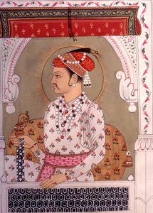 Rei da pintura em miniatura, Rajastão, Índia de School Indian