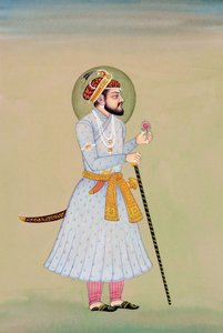 Pintura em miniatura do Imperador Mughal Shah Jahan de School Indian