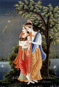 Pintura em miniatura de Radha Krishna, Índia