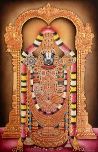 Pintura em miniatura sobre papel de Tirupati Balaji de School Indian