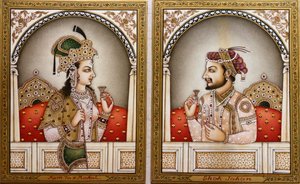 Pintura de Mumtaz Mahal e Shah Jahan de School Indian