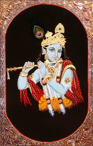 Pintura de Deus Krishna, Índia de School Indian