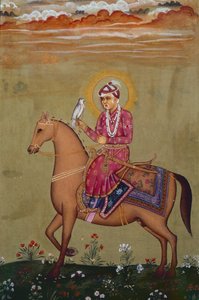 Retrato do Imperador Jahangir (1569-1627) (guache sobre papel) de School Indian
