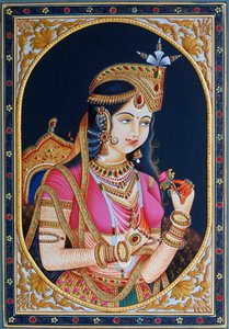 Retrato de Mumtaz Mahal sobre papel Pintura de School Indian