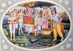 Pinturas em miniatura de Radha Krishna de School Indian