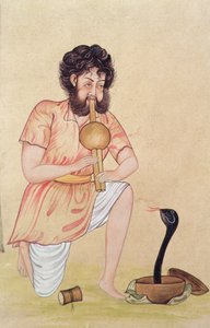Encantador de Serpentes (guache e aguarela sobre papel) de School Indian