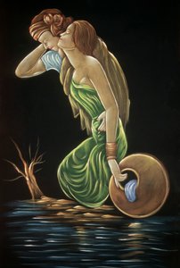 Sohni Mahiwal Pintura sobre veludo de School Indian