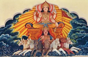 Surya Narayan, o Deus Sol (relevo pintado) de School Indian