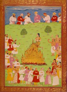 Mulher de radja jasingle a sacrificar-se no coração do shah alem. Miniaturas indianas e persas em "History of India from Tamertante to Orangreyb" de Niccolo Manucci (1638-1717). BN, Paris.