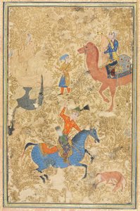 Bahram Gur e Azada, de um Shahnama (Livro dos Reis) de Firdausi (940-1019 ou 1025) de School Iranian