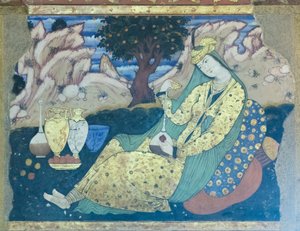 Fresco no palácio Chehel Sotoun, Esfahan, Irão
