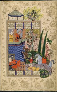 Zal na varanda de Rudaba, de Shahnama por Firdawsi (vellum)