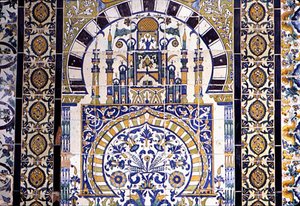 Tunísia em Kairouan: decoração do Mosquee
